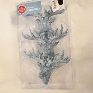 Winter Wonderland Glitter Deer Head Buck Antlers Christmas Tree Ornament New